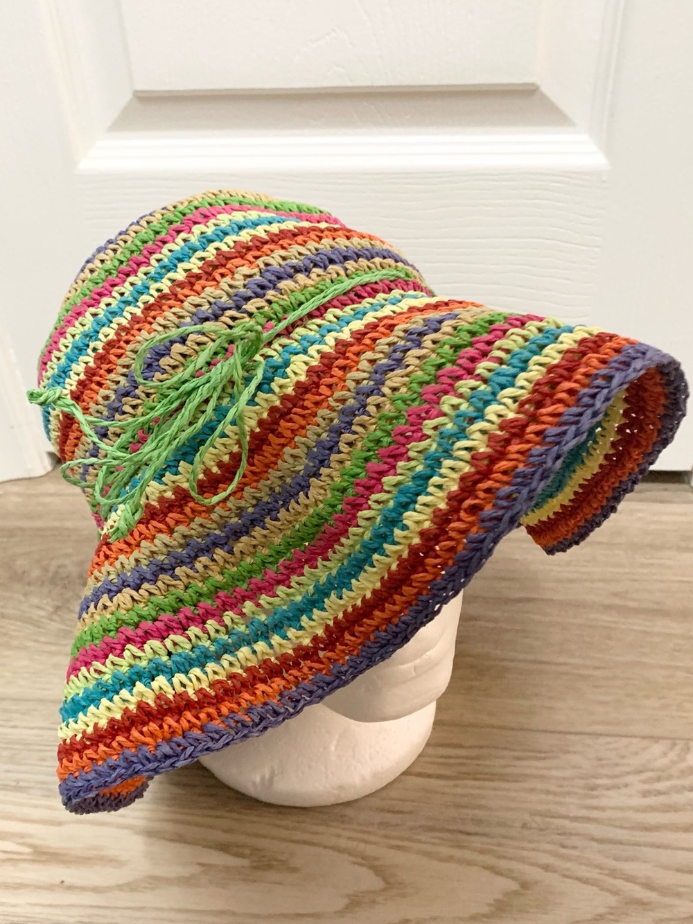 J Hats Floppy Crochet Rainbow Sun Boho Big Hat One Size